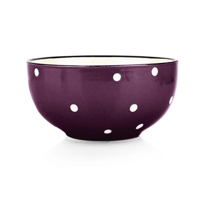 BOWL PURPLE WITH WHITE DOTS,490ML,13CM CERAMIC
