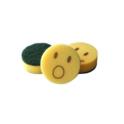DISH SPONGE, ROUND SMILEY, 6PCS, 79X30MM