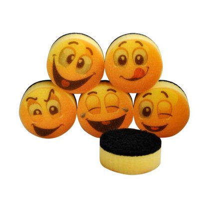 DISH SPONGE SMILEY 2, ROUND, 6PCS