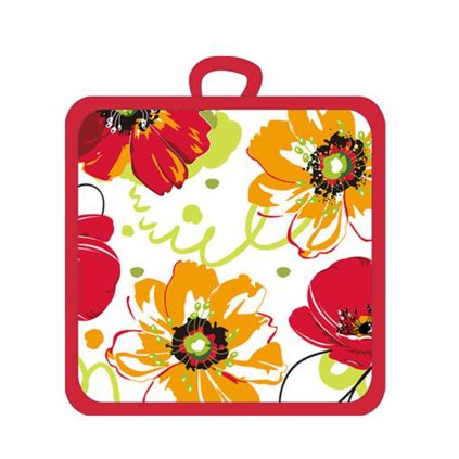 POT MAT 17X17CM RED FLOWERS TORO
