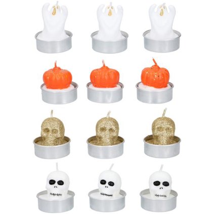 TEA LIGHT CANDLE "HALLOWEEN" 3PCS, 4 ASSORT