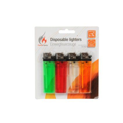 Disposable lighter, 4 pcs, assorted colours