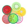CUP MAT, 7XFRUIT PATTERN 8,5X8,5CM PVC