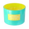 CANDLE IN GLASS TURQUOISE/YELLOW 10,9X8CM 292G