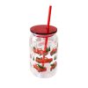 BOTTLE 480ML CHRISTMAS MOTIF WITH PLASTIC LID AND STRAW