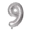 BALLOON NUMERAL 9, 30CM, MATT SILVER