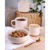 MUG 550ML RIBBED CERAMIC CREAM WHITE