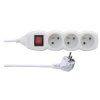 3 m Extension Cable with Switch and 3 Sockets, White