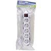 3 m Extension Cable with Switch and 5 Sockets, White