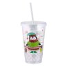 PLASTIC CUP WITH STRAW, 460ML, ASSORT SNOWMAN/