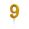 CANDLE NUMERAL "9" LARGE, 16CM, GOLD