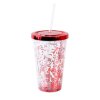 CUP WITH LID AND STRAW "CONFETTI" 10X16CM, ASSORT