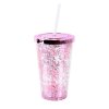 CUP WITH LID AND STRAW "CONFETTI" 10X16CM, ASSORT