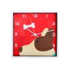 WALL CLOCK SQUARE 24X24CM, DOG/RABBIT