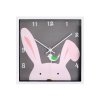 WALL CLOCK SQUARE 24X24CM, DOG/RABBIT