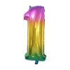 BALLOON NUMBER 1, 34X16CM RAINBOW FOIL