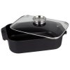 BAKING PAN WITH GLASS LID,34,5X24,5X10CM,BLACK 6.5L