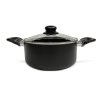 CASSEROLE WITH GLASS LID NERO KITCHISIMO 20X9CM, 2,5L, NON-STICK SURFACE, GLASS LID, RED BLACK, INDUCTION BOTTOM,