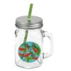 MASON JAR WITH LID AND STRAW, 450ML, FLAMINGO