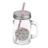MASON JAR WITH LID AND STRAW, 450ML, FLAMINGO