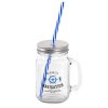 MASON JAR WITH LID AND STRAW, 450ML, MARINE