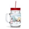 MASON JAR WITH LID AND STRAW 450ML VILLAGE
