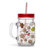 MASON JAR WITH LID AND STRAW 450ML GINGERBREAD