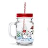 MASON JAR WITH LID AND STRAW 450ML SNOWMAN