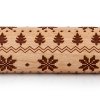 WOODEN DOUGH ROLLER WITH SNOWFLAKE PATTERN 19CM