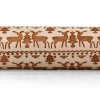 WOODEN DOUGH ROLLER WITH REINDEER PATTERN 19CM