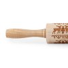 WOODEN DOUGH ROLLER WITH REINDEER PATTERN 19CM