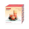 Gift set of 3 cinnamon scented candles on a glass tray with stones.