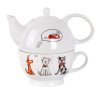TEAPOT 450ML WITH CUP 320ML CAT AND DOG