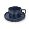 MUG WITH COASTER 250ML STONEWARE BLUE