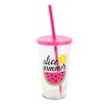 GLASS WITH LID AND STRAW "FRUIT" 450 ML, ASSORT