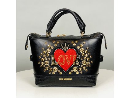 Černá kabelka Love Moschino se zlatými cvočky