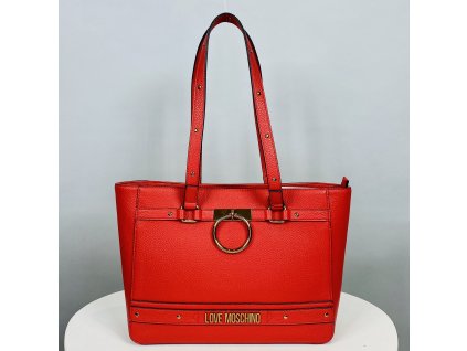 Velká červená, kabelka Love Moschino se zlatou klipsou