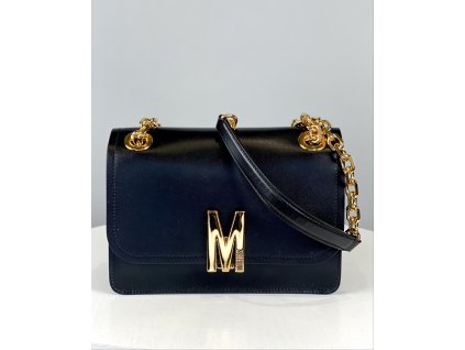 Černá, kožená kabelka Moschino Couture se zlatým řetízkem