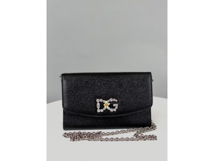 Černé psaníčko Dolce Gabbana do ruky, DG z kamínků vepředu