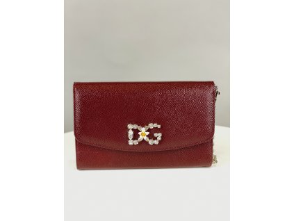 Vínové psaníčko Dolce Gabbana do ruky, DG z kamínků vepředu