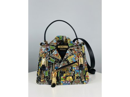 Barevná, extravagantní, kožená kabelka Moschino Couture ve stylu košile (přes rameno)