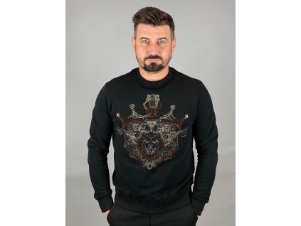 Pánská černá mikina BILLIONAIRE se zlato červeným znakem