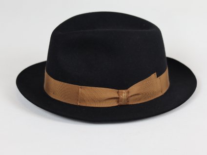 Borsalino Alessandria Mini Fedora unisex černý klobouk s bronzovou stuha
