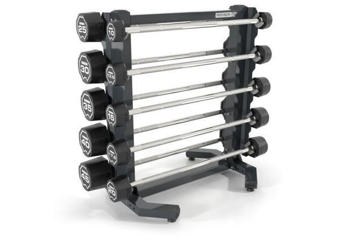 Escape Fitness Sada uretanových obouručních činek rovných Escape 10-45kg + stojan RACKBB10 na 10 činek