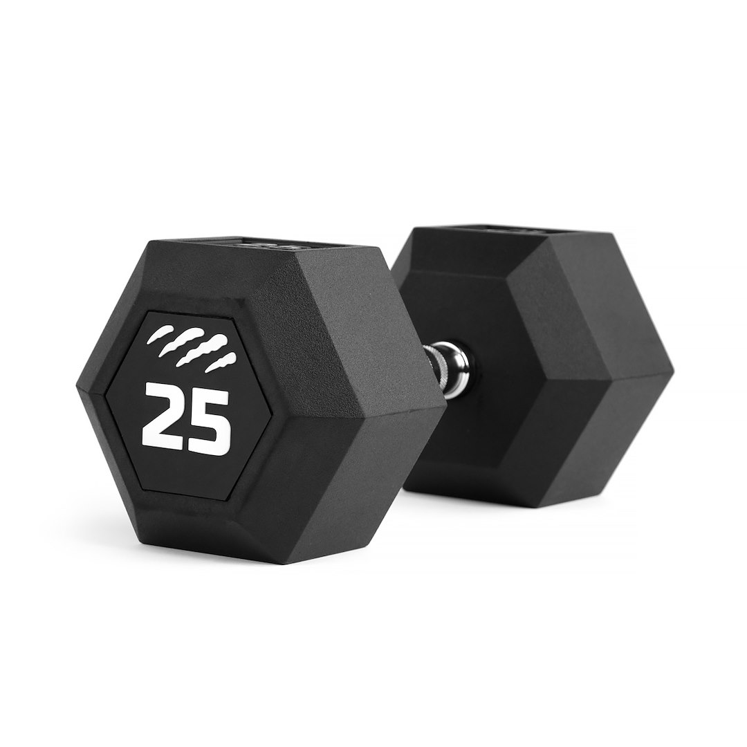 Jednoruční činka gumová HEX 25 kg Tiguar (cena za 1 ks)