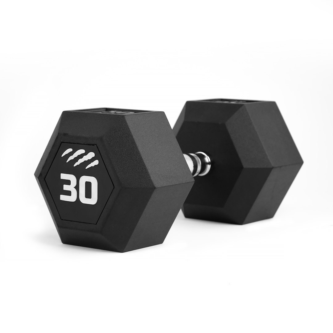 Jednoruční činka gumová HEX 30 kg Tiguar (cena za 1 ks)