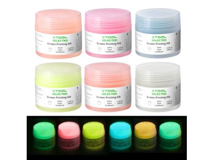 xTool Glow in The Dark Color Screen Printing Ink Set 100ml 6 barev