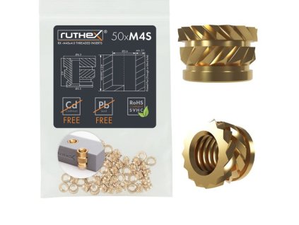 Ruthex M4 krátká závitová vložka - 50ks