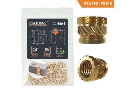 Ruthex M6 krátká závitová vložka - 25ks