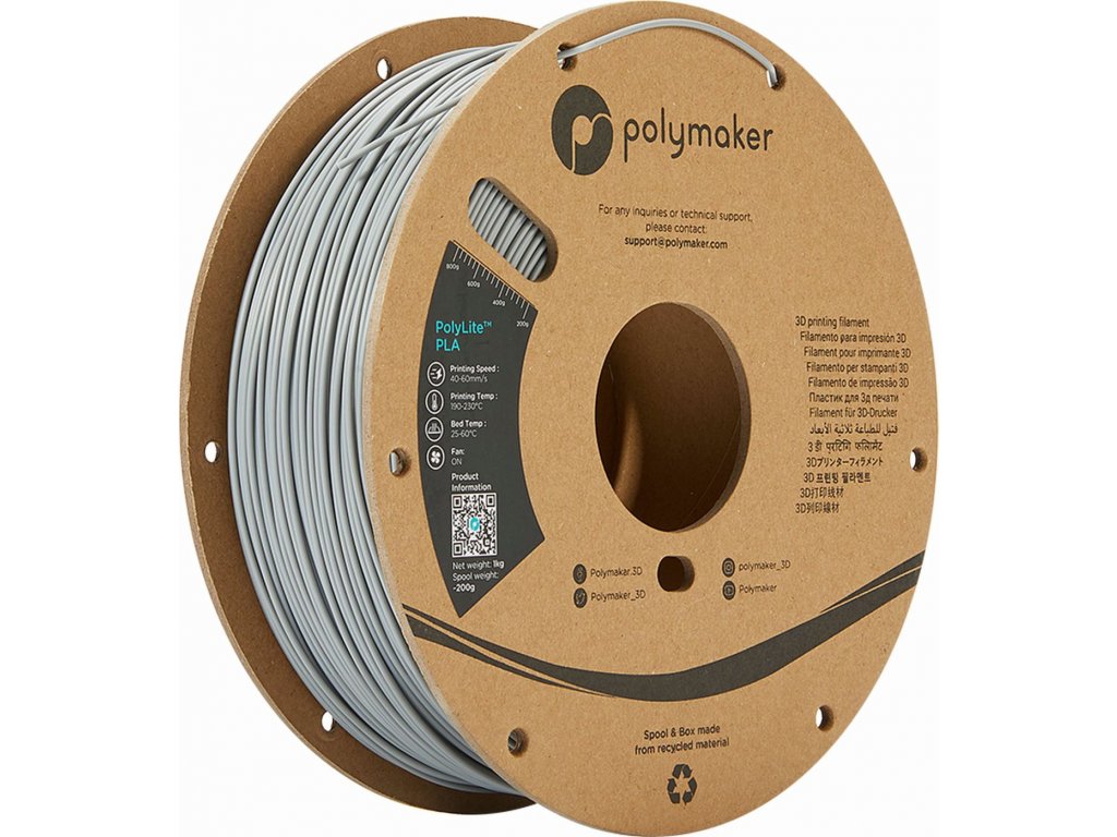 Polymaker PolyLite PLA sivá 1,75 mm 1 kg